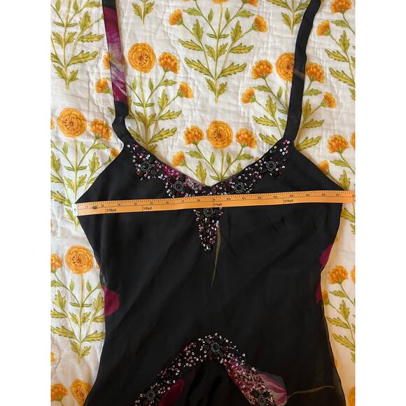 Midnight Velvet Halter Chiffon Beaded Midi Dress - Picture 7 of 12